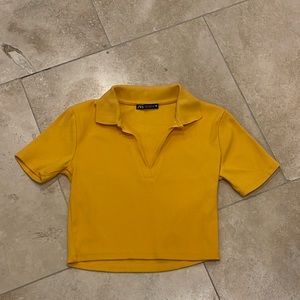 Zara orange crop v neck polo size medium